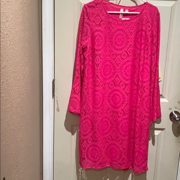 Tacera Pink Lace Dress and cobalt blue lace dress - Picture 3 of 5